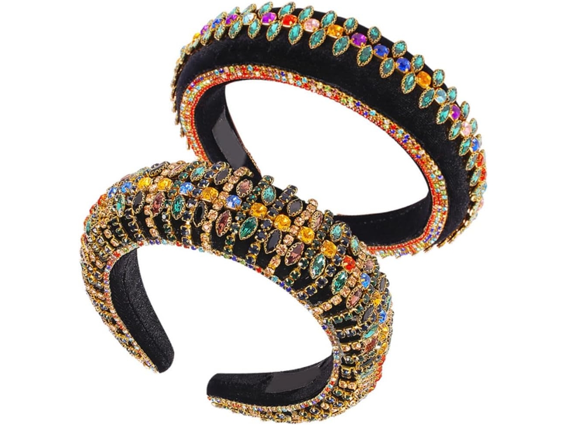 Diadema Grande De Estilo Vintage Chic Con Pedrería Para Mujer, Varios Estilos, Tela Y Aleación.