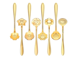 Juego de 8 Cucharas con Forma de Flor - Cubiertos Creativos de Acero Inoxidable RNEMITERY