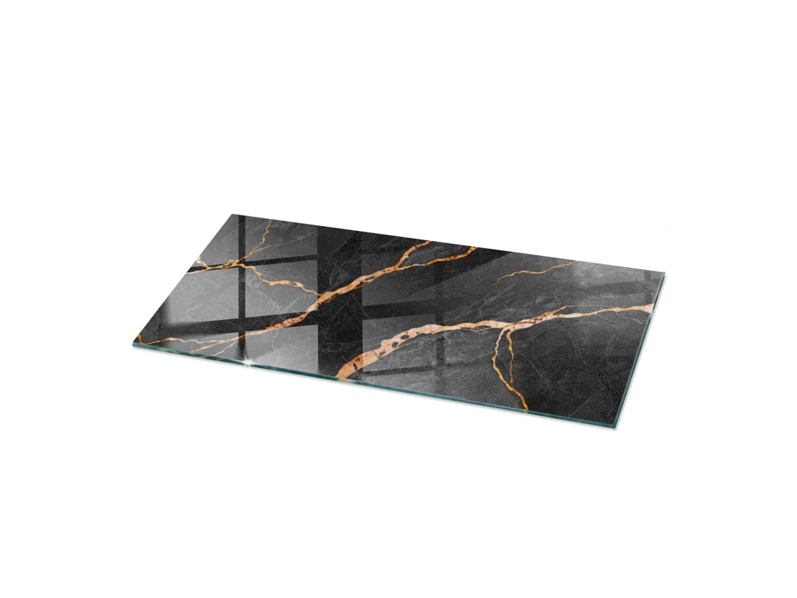 Tablero de mesa rectangular de Espelharte (125 x 50 cm - Diseño de mármol con vetas - Negro)