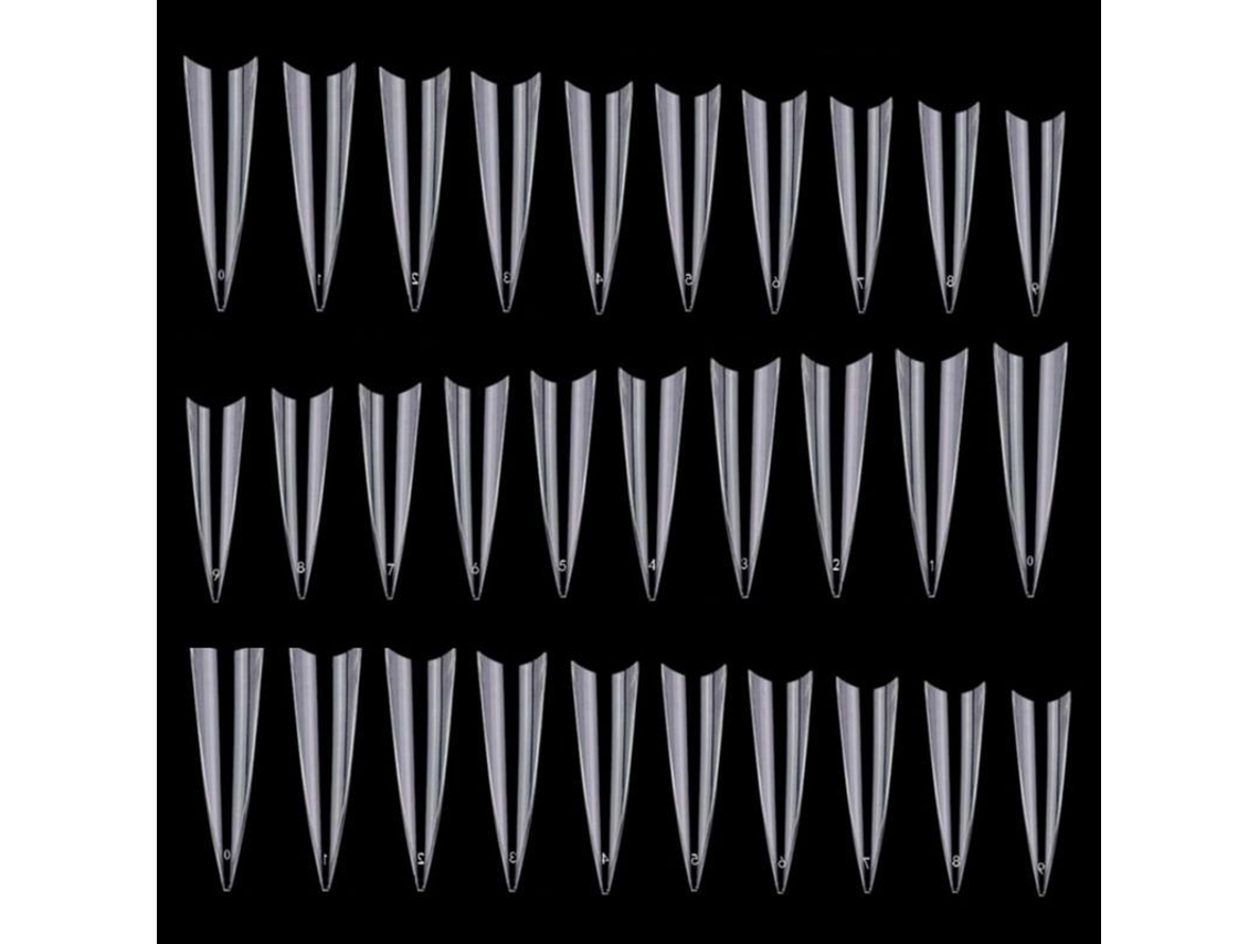 600 Puntas De Uñas Acrílicas Transparentes De Media Capa Para Uñas Stiletto