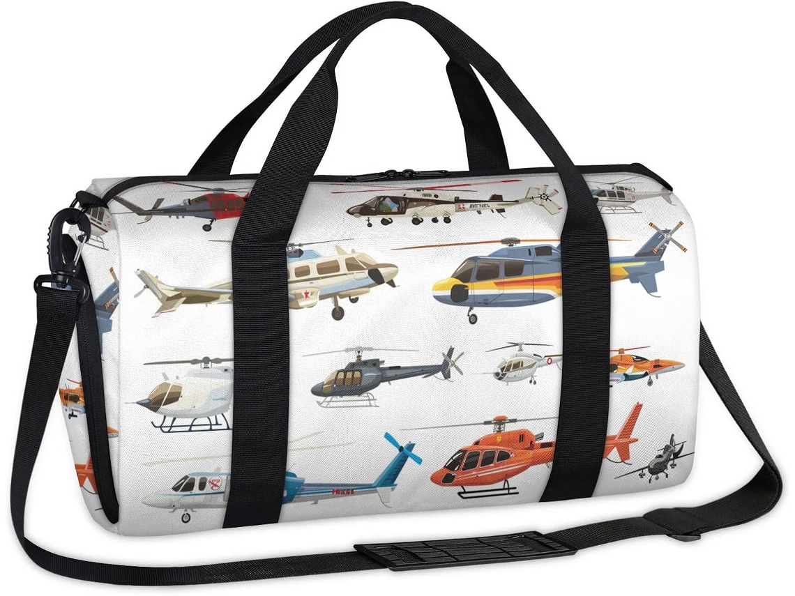 Bolsa Deportiva Estampado Helicóptero Para Fines Semana Bolsa Viaje Bolso Informal Niños Niñas Mujeres Homb