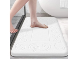 (blanco) Alfombra De Baño Ultra Suave, Absorbente Y Antideslizante, Lavable A Máquina, Fabricada En Fibra De Poliéster.