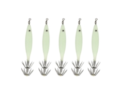 5pcs Señuelo De Pesca 8cm Calamar Luminoso Jig Camarón Madera Con Anzuelo Para Agua Salada Dulce Exterior