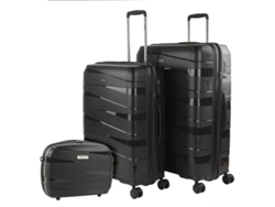 Juego De Maletas Rígidas Pp JASLEN Stuttgart negro (48X75x29 Cm - 92L)
