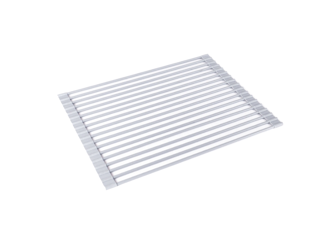 Escurridor De Platos Enrollable De Acero Inoxidable Y Silicona Para Fregadero De Cocina