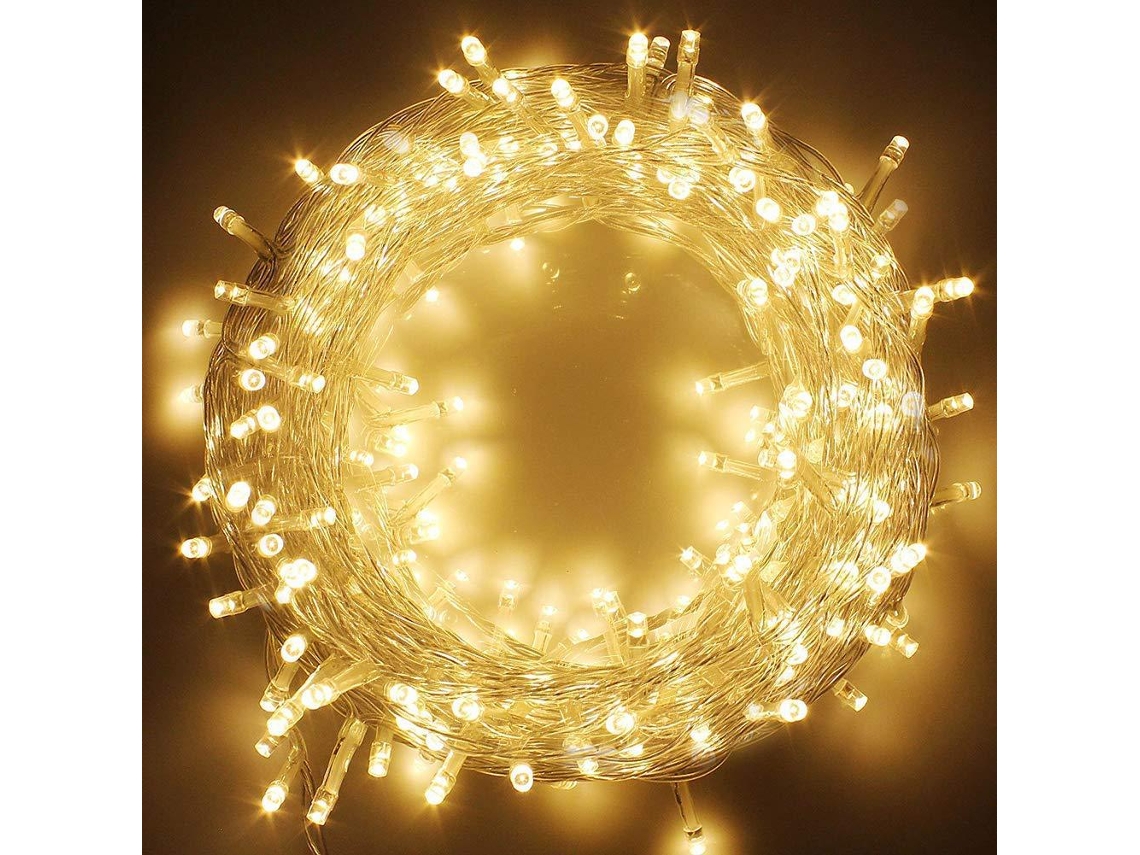 Luces navideñas LED 80 LED, blanco cálido, cable transparente, resistente al agua NEVEANCE
