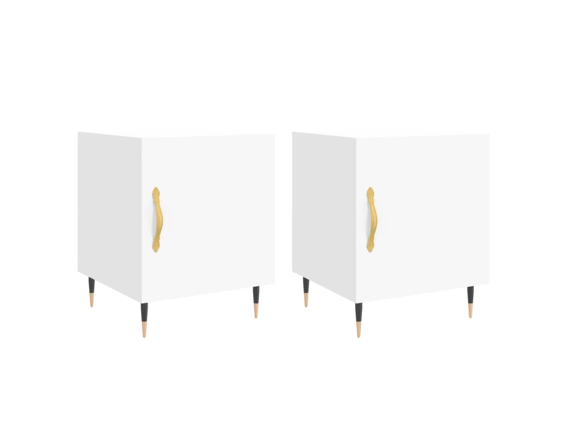 Mesitas de Noche 2 Pzs 40X40X50 Cm Derivados de Madera Blanco