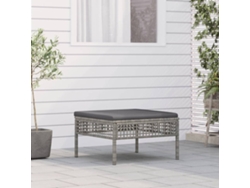 Reposapiés de jardín con cojín, mimbre gris, Dkd Home Decor