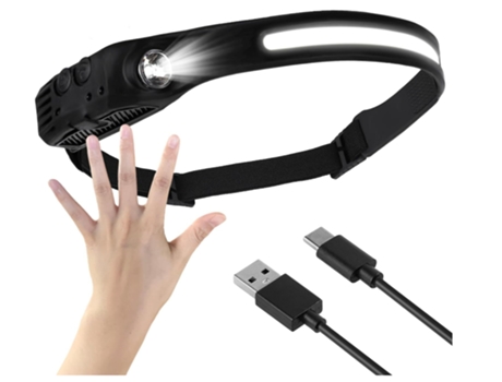 Faro LED recargable por USB, gran angular (negro) CHRONUS