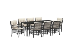 Maison Exclusive - Conjunto De Comedor De Jardín 9 Pcs Negro Ratán Sintético