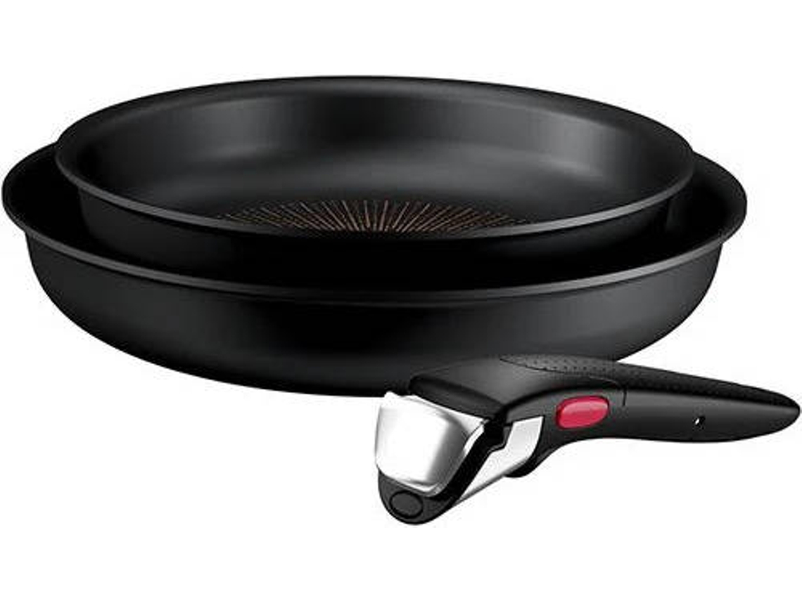 Set 3 Piezas TEFAL 2 Sartenes Ingenio Excellence + Asa Desmontable (22 cm y 26 cm - Negro)