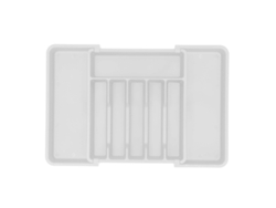 Organizador de gaveta expansível para talheres e utensílios de cozinha, organizador de pratos branco