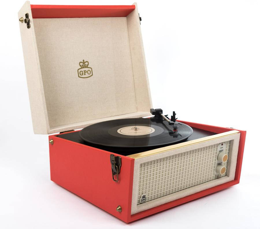 Tocadiscos GPO RETRO Bermuda Beige y Rojo