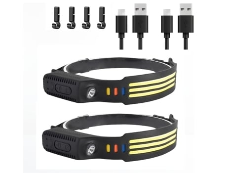 BISBISOUS Linterna Frontal Led Silicona Recargable Tipo C para Actividades al Aire Libre Negro VIGA EUROPE