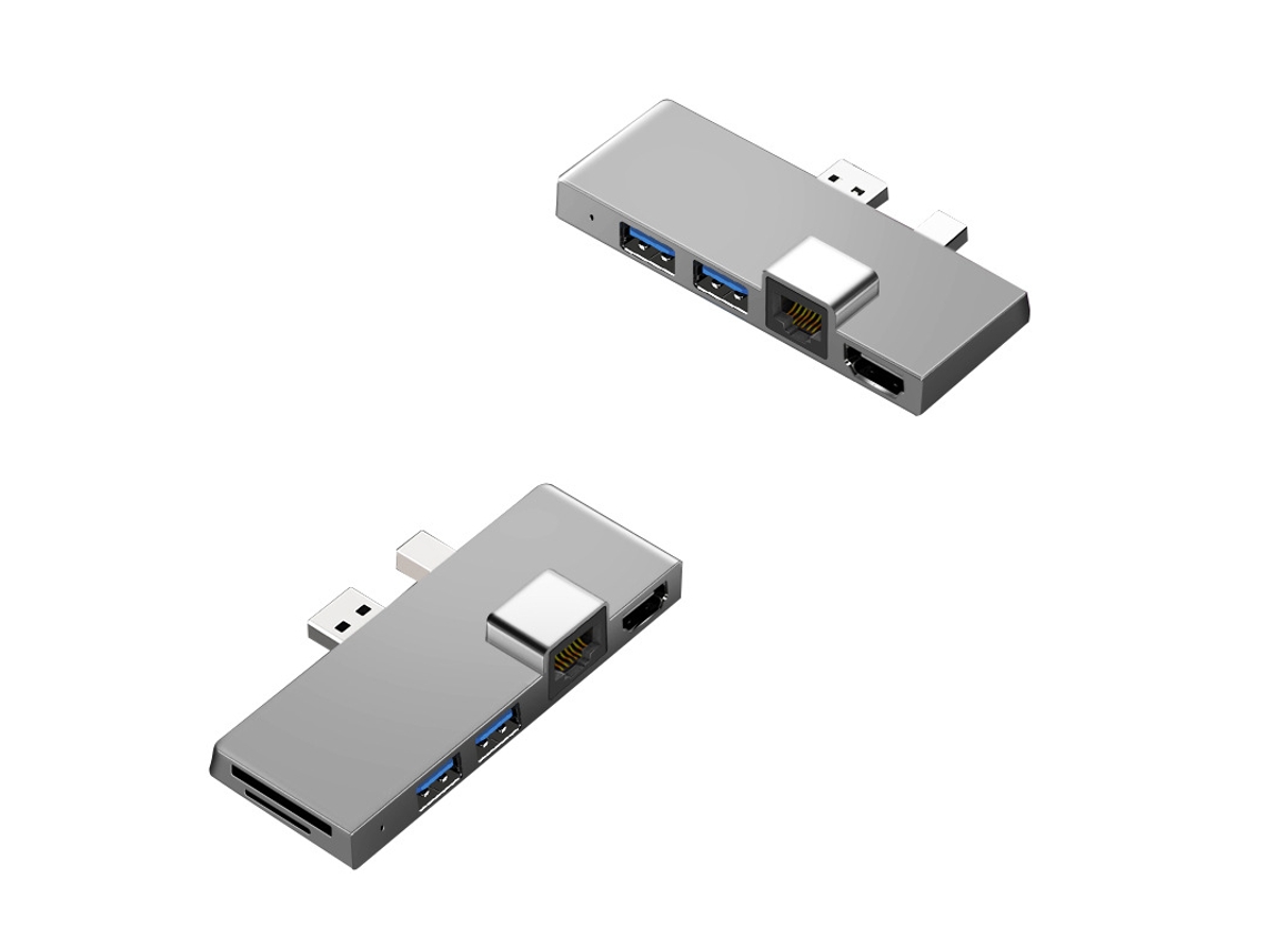 Estación de fondeo YIZHOOD Lector de tarjetas TF compatible con 4K Gigabit Ethernet 2 USB 3.1 plata