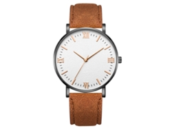 Reloj De Muñeca Mecánico De Cuarzo Con Correa Café Caja Negra Dial Blanco Mano Oro Rosa