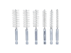 Juego de 6 cepillos de limpieza con mango hexagonal de 1/4 pulg. para taladro, acero trenzado, nailon, blanco, antioxidante, 8-19 mm