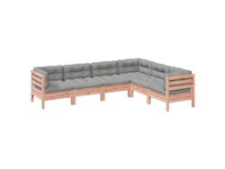 Maison Exclusive - Conjunto de sofá de jardín de 6 piezas con cojines, madera de abeto Douglas