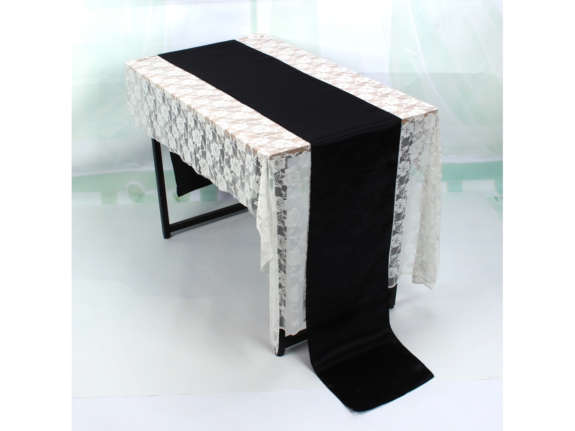 VYLARA Toalha de mesa para banquete de casamento 30 x 275 cm (preta)