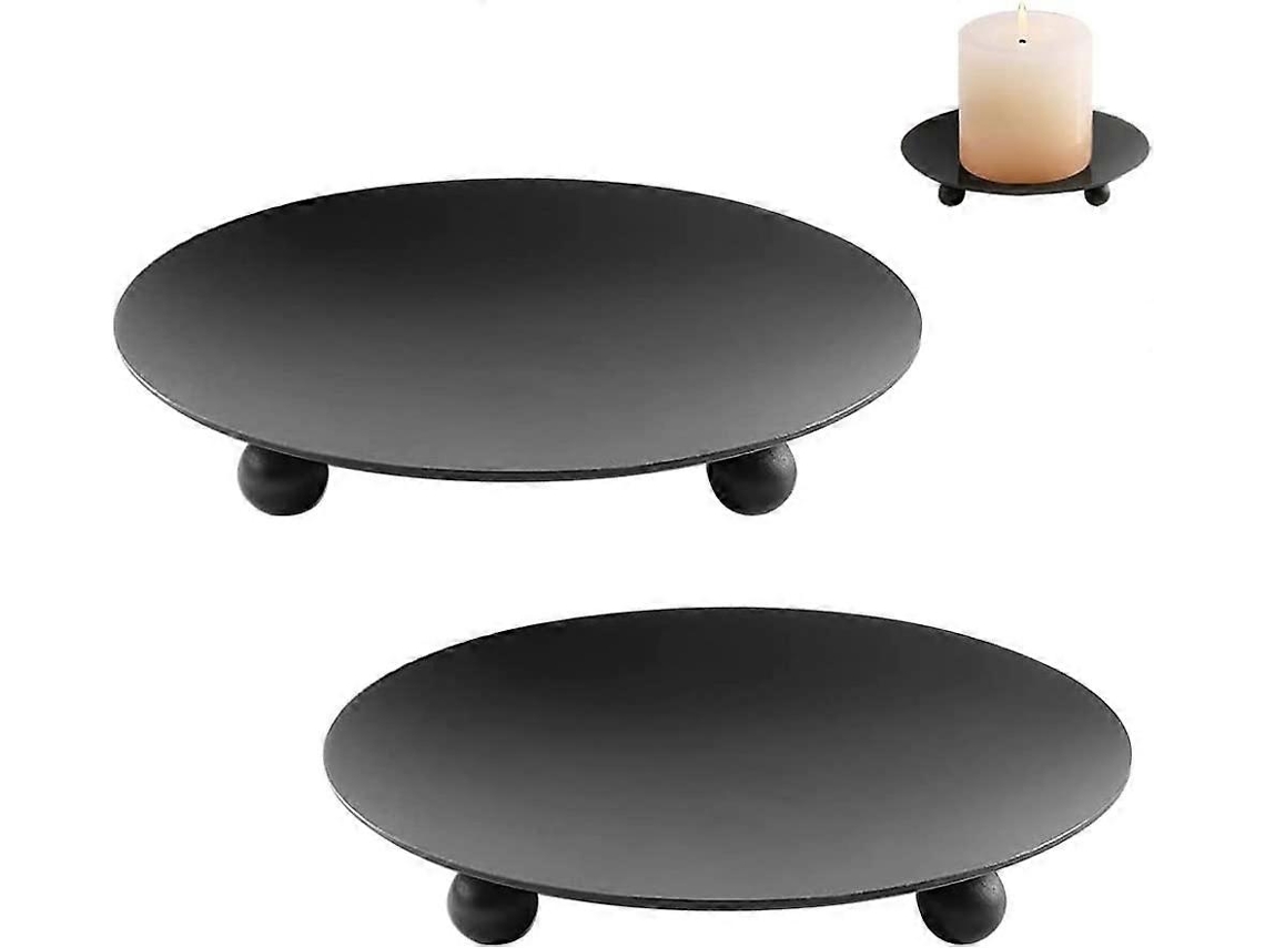 Omni-portavasos De Vela Negros 2 Piezas Para Decoración De Salón/comedor, Diseño Moderno Y Retro, Estable Y Práctico