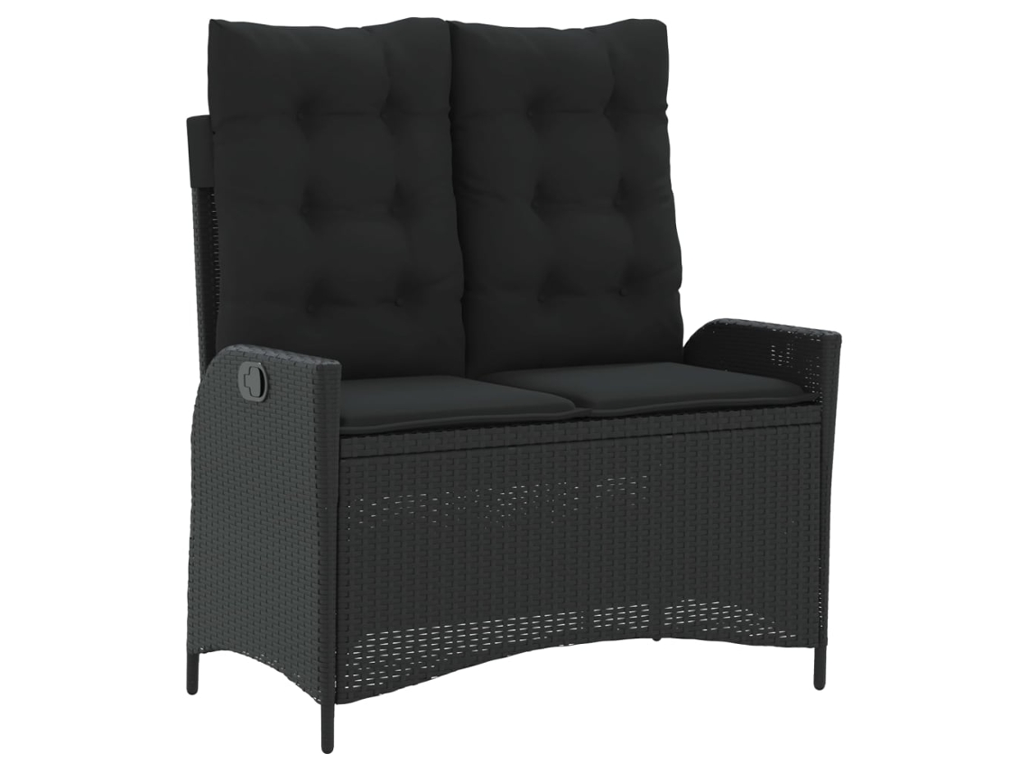 Maison Exclusive - Banco de jardín reclinable con cojines y mimbre negro