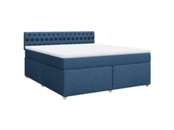 Maison Exclusive - Cama Box Spring Con Colchón Tela Azul 180x200 Cm