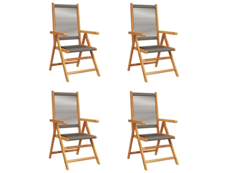 Conjunto 4 Silla De Jardín VIDAXL Gris Madera