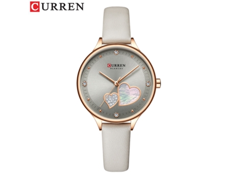 Relojes de Moda para Mujer Reloj Impermeable de Cuarzo con Correa de Cuero para Mujer-Gris concha Rosa LUUCOZK