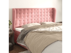 Cabecero Con Orejas De Terciopelo Rosa 183x23x118/128 Cm
