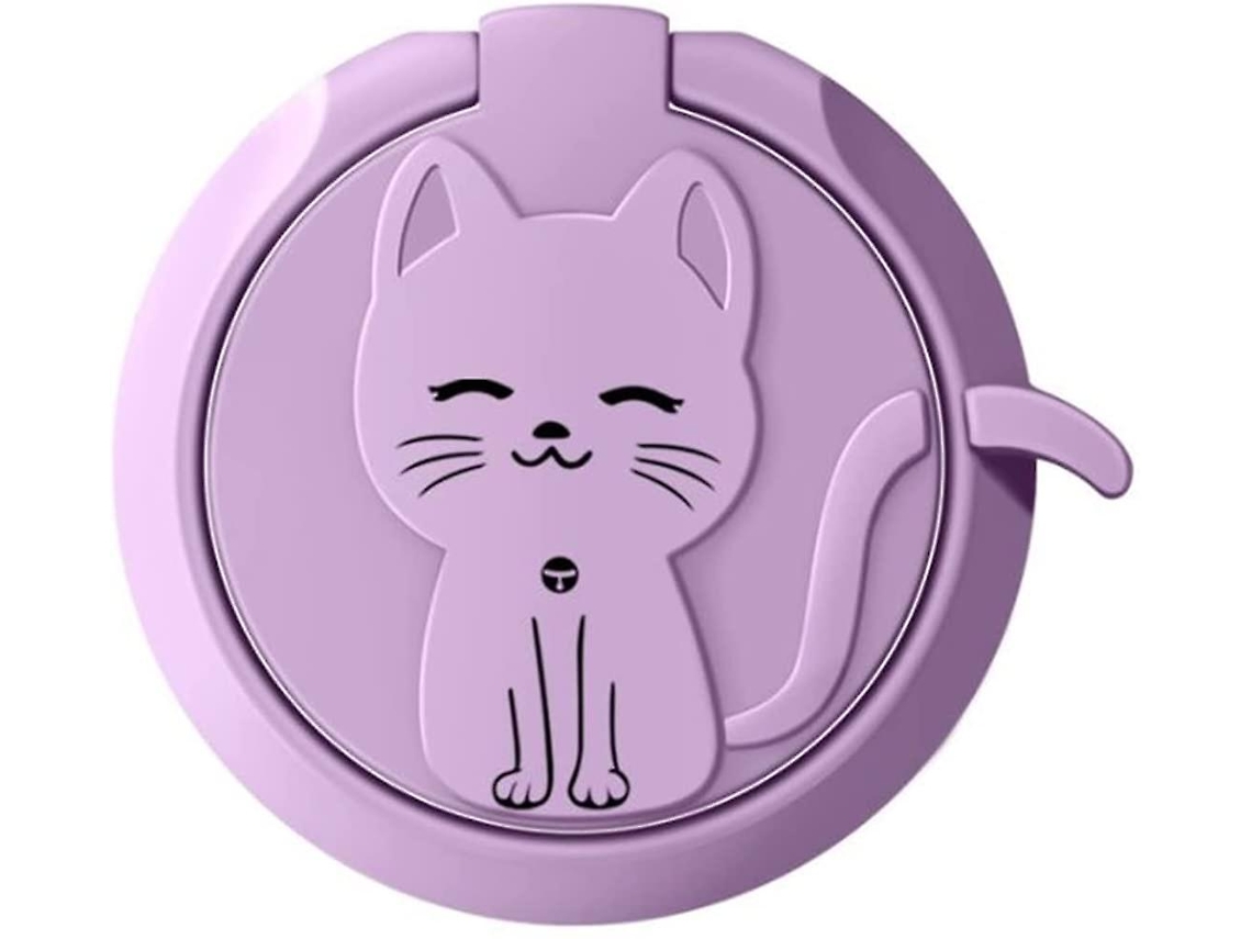 Lindo soporte para anillo de gato animado Liquid Sensation para teléfono móvil morado