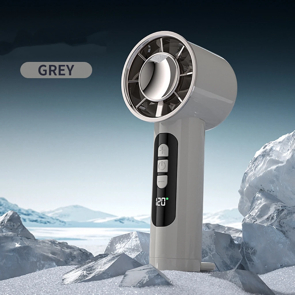Ventilador Portátil De Mano De Alta Velocidad (gris), Recargable, 1200 Mah.