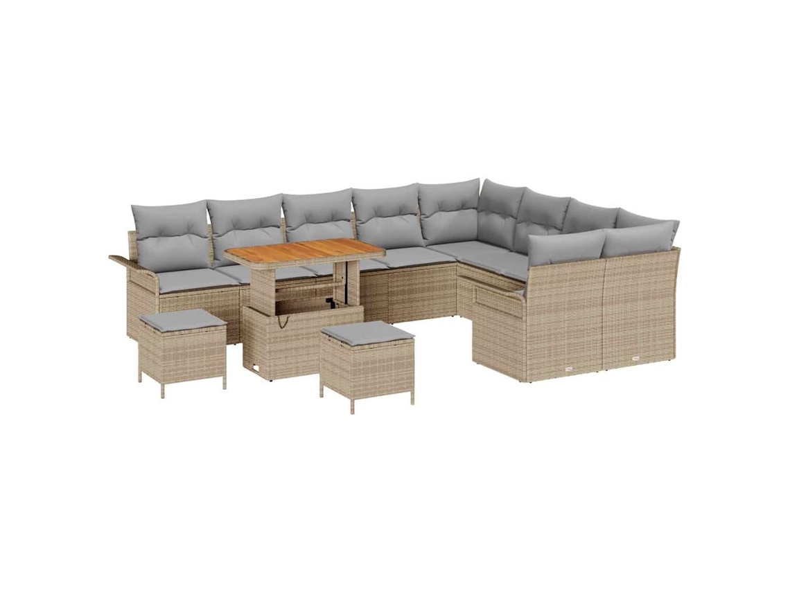 Maison Exclusive - Conjunto de sofás de jardín de 12 piezas en beige y gris claro