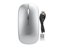 Rato Sem Fio 2.4ghz Com Iluminação Ajustável 1000-1600dpi Para Home Office Laptop Desktop Prata Cinza