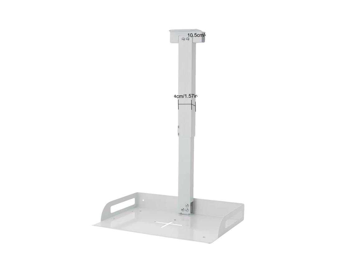 Soporte para proyector, altura ajustable, instalación segura, blanco.