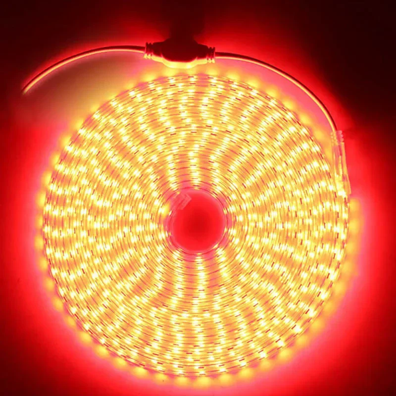 Tira de LED (roja, 1 metro) CA 220 V, flexible, resistente al agua.