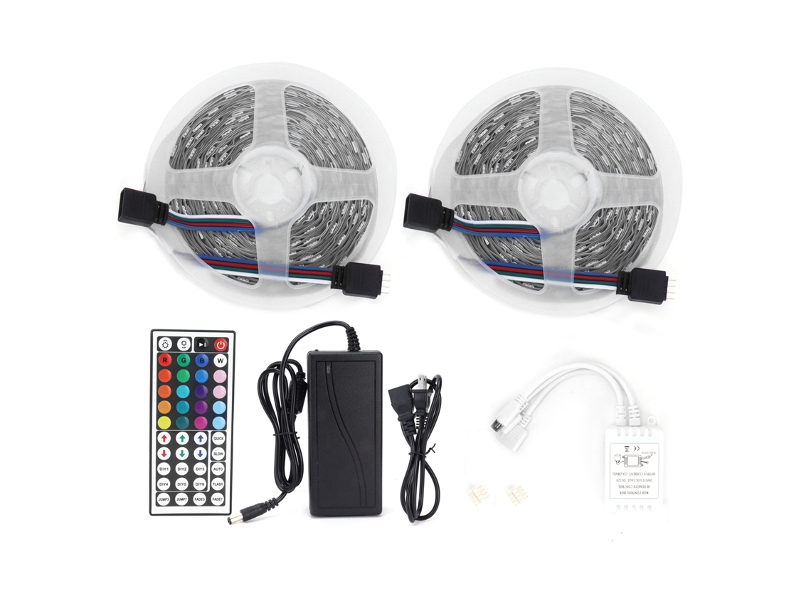 Tira De Led Rgb De 10 M Con 300 Led Regulables, 12 V Y Mando A Distancia Para Decoración Interior Y Exterior.