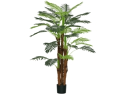 Palmera artificial realista de 1,6 m con maceta verde.