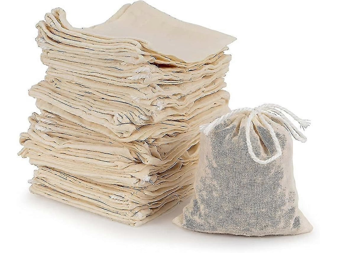 50 Bolsas De Muselina De Algodón Reutilizables, Bolsas De Filtro Para Té Con Cordón Para Cocinar, Hierbas Y Regalos