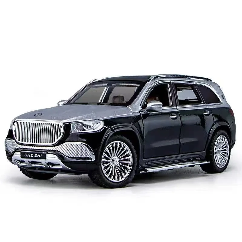 Coche De Juguete A Escala 1:24, De Aleación Fundida A Presión (plateado Y Negro), Con Efectos De Sonido Y Luz.