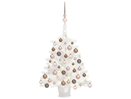 Árbol de Navidad preiluminado VIDAXL con luces y bolas blanco (65 cm)