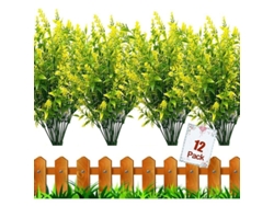 12 Manojos De Plantas Artificiales De Boj Resistentes A Los Rayos Uv Para Decoración De Jardín, Balcón, Hogar Y Bodas (amarillo)