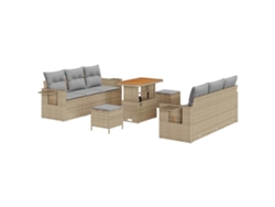 Maison Exclusive - Conjunto De Sofá De Jardín Con Cojín 9 Pcs Beige Y Gris Claro