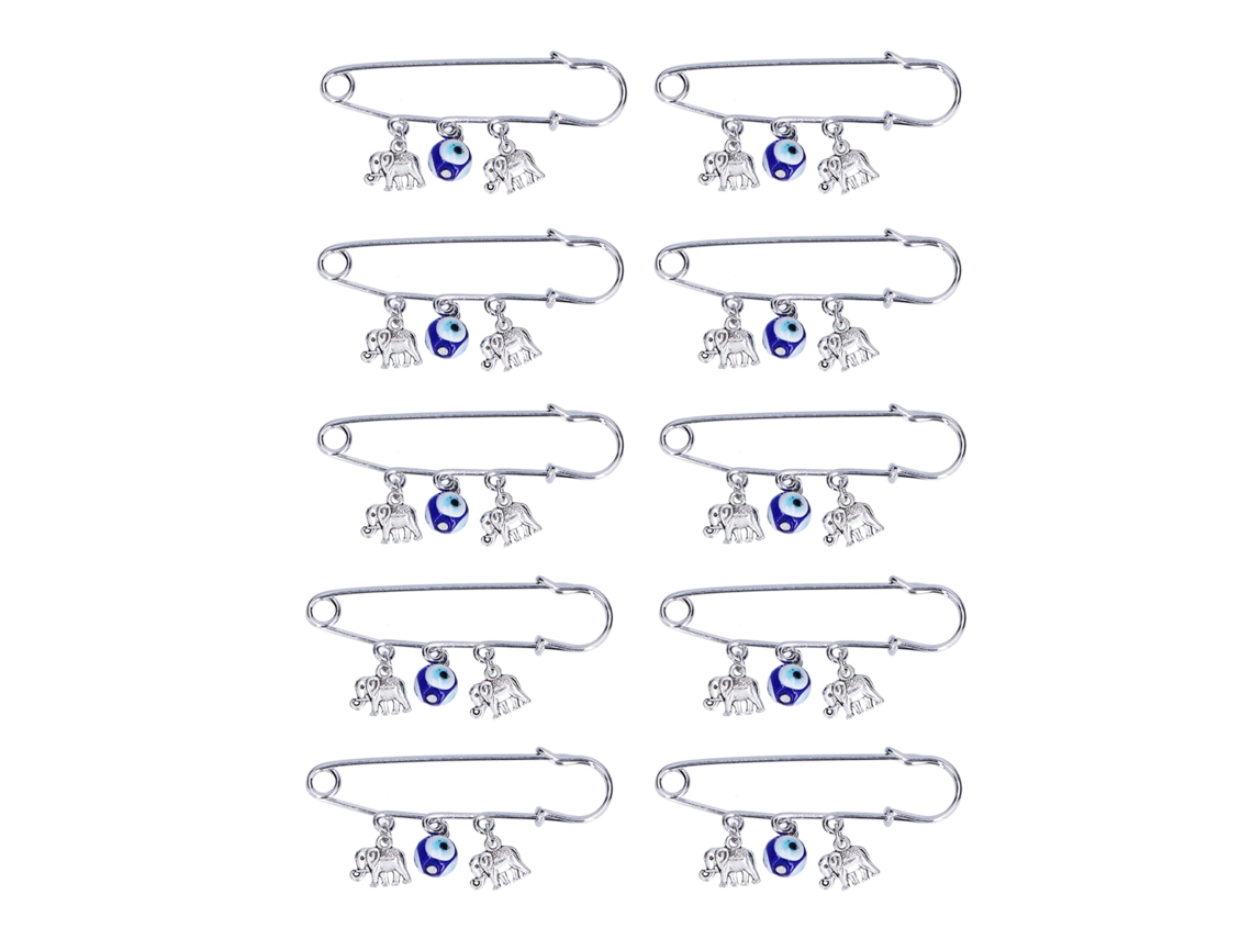 10 Broches De Elefante Con Cuentas Azules Que Resisten La Negatividad Y Atraen La Buena Suerte. Regalo Decorativo.