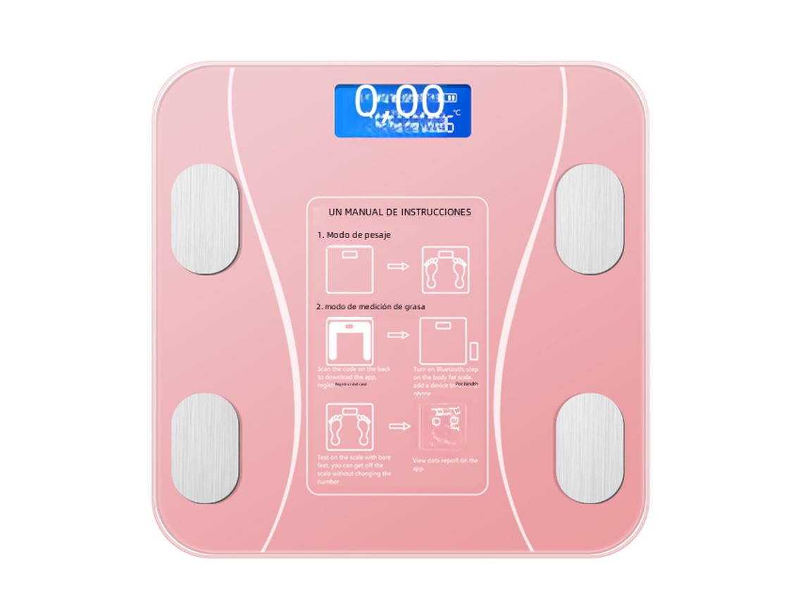Balanza inteligente de grasa corporal con aplicación MDUG (rosa)