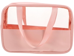 Neceser Transparente De Gran Tamaño, Ligero Y Compacto, Color Rosa, Ideal Para Viajes.