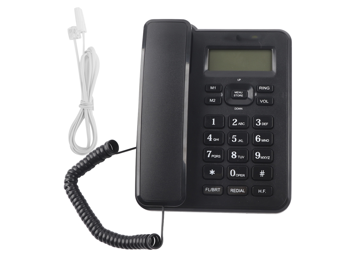 Teléfono fijo negro para oficina en casa