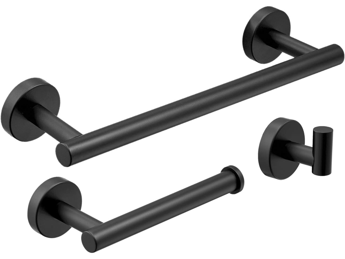 Juego de 3 accesorios de baño en negro mate