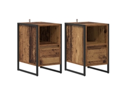 Juego de 2 mesitas de noche de madera antigua MAISON EXCLUSIVE 39,5x30x50 cm