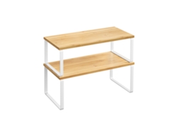 Set De 2 Estantes Organizadores De Cocina Apilables - Blanco Nube Y Beige Natural