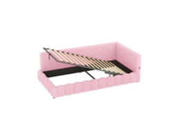 Cama infantil 90x200 cm con base y LED rosa Komhtom (sin colchón)